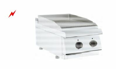 Barossi Elektro-Grillplatte gerillt verchromt Tischgerät 3,6 kW 400V 400x730x300mm