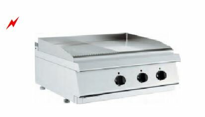 Barossi Elektro-Grillplatte glatt gerillt Tischgerät 7,2 kW 400V 800x730x300mm