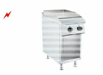 Barossi Elektro-Grillplatte glatt verchromt 3,6 kW 400V mit Unterbau offen 400x730x900mm