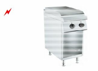 Barossi Elektro-Grillplatte gerillt verchromt mit Unterbau offen 3,6 kW 400V 400x730x900mm