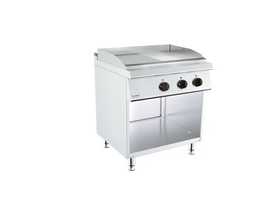 Elektro-Grillplatte glatt gerillt mit Unterbau offen 7,2 kW 400V