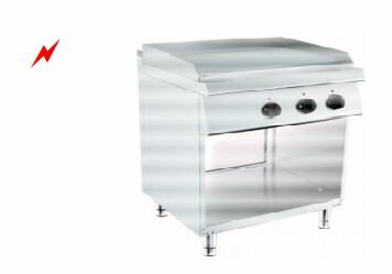 Barossi Elektro-Grillplatte gerillt verchromt mit Unterbau offen 7,2 kW 800x730x900mm