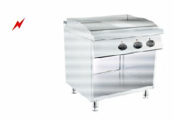 Barossi Elektro-Grillplatte glatt gerillt verchromt 7,2 kW 400V 800x730x900mm