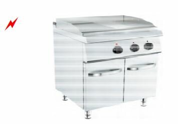 Barossi Elektro-Grillplatte glatt gerillt verchromt mit Unterbau geschlossen 7,2 kW 400V 800x730x900mm