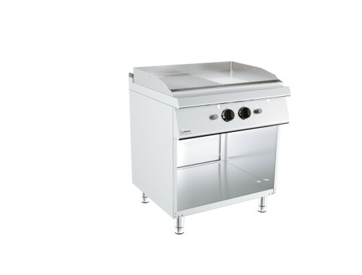 Gas-Grillplatte glatt gerillt mit Unterbau offen 13 kW