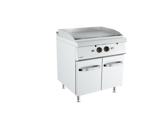 Gas-Grillplatte glatt verchromt mit Unterschrank geschlossen 13 kW