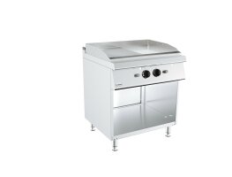 Gas-Grillplatte glatt gerillt verchromt mit Unterbau...