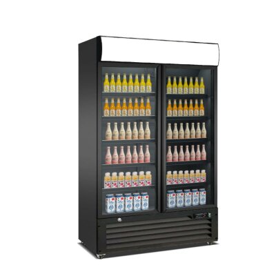 Getränkekühlschrank mit Display und 2 Flügeltüren 750 Liter schwarz
