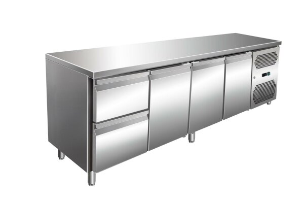 VIP Kühltisch mit 4 Türen und Aufkantung -2 bis +8°C 2230x700x860 mm