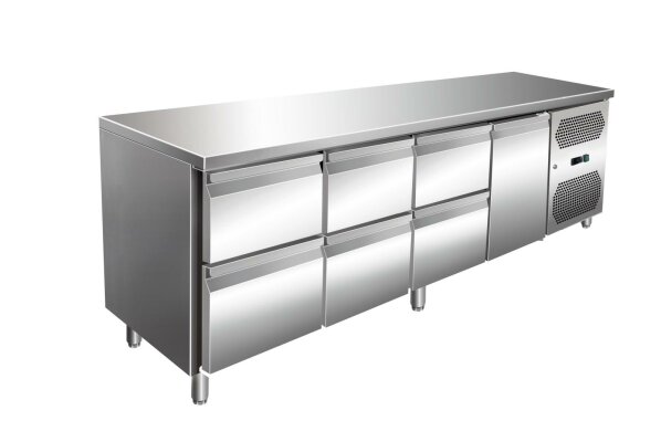 VIP Kühltisch mit 3x 2 Schubladen und 1 Tür -2 bis +8°C 2.230x700x860 mm