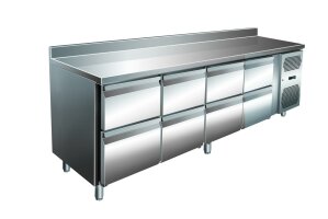 VIP Kühltisch mit 4x 2 Schubladen und Aufkantung -2...