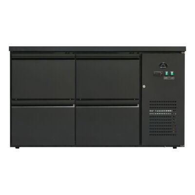 Flaschenkühltisch 280 Liter | Schwarz | 4 Schubladen | 1465 x 520 x 840 mm