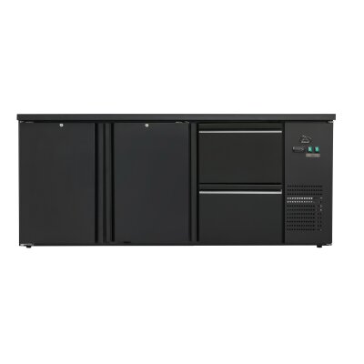 Flaschenkühltisch 425 Liter | Schwarz | 2 Türen + 2 Schubladen | 2005 x 520 x 840 mm