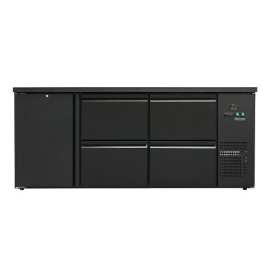 Flaschenkühltisch 425 Liter | Schwarz | 1 Tür + 4 Schubladen | 2005 x 520 x 840 mm
