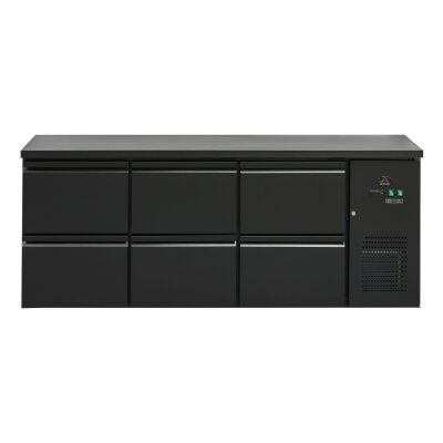 Flaschenkühltisch 425 Liter Schwarz 6 Schubladen