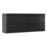 Flaschenkühltisch 425 Liter Schwarz 6 Schubladen