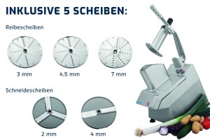 Asthron Gemüseschneider inkl. 5 Scheiben, 550W, 230V