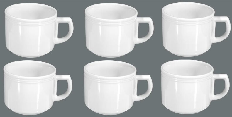 6 x Obertasse Kaffeetasse VITALIS Special Needs Porzellan Weiß 18cl Seltmann Weiden