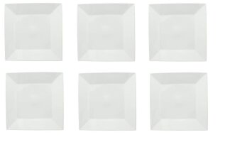6 x Essteller Speisenteller quadratisch Porzellan...