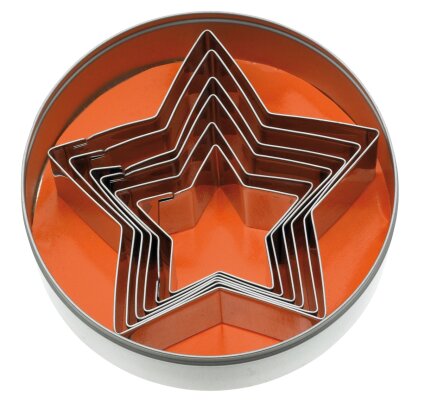 Ausstecher Ausstechformen STARS glatt 6-tlg. für Fondant-Marzipan-Teig-Kekse