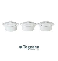 3er Set Mini Kasserolle Cocotte Porzellan Weiß je 75ml °7cm TOGNANA