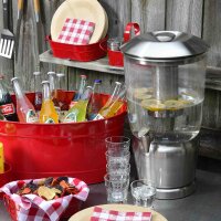 Getränkespender Dispenser Edelstahl 9,5L mit Crushed-Ice Röhre 49,5cm