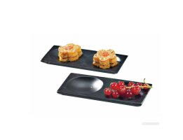 12 x Fingerfood-Teller aus Bio-Bambus schwarz/rund 120x60mm