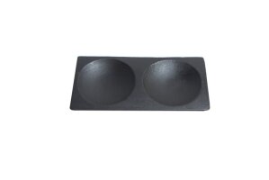 12 x Fingerfood-Teller aus Bio-Bambus schwarz/rund 120x60mm