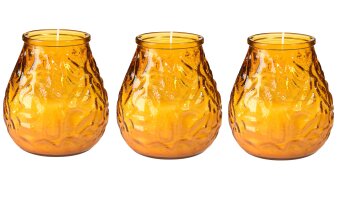 3 x Kerzenglas inkl. Kerze Bernstein VENEZIA 100...