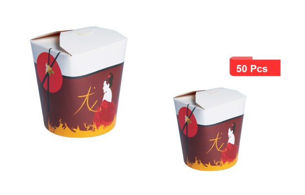 50 x Nudelbox Asia-Takeaway-Faltbox Einweg-Faltverpackung 750ml