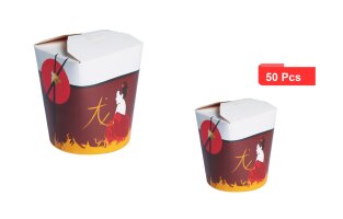 50 x Nudelbox Asia-Takeaway-Faltbox Einweg-Faltverpackung...
