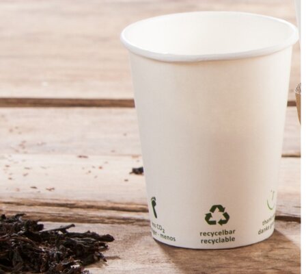 50 x Getränkebecher Kaffeebecher 100ml mit Icondruck Biologisch abbaubar GREENBOX
